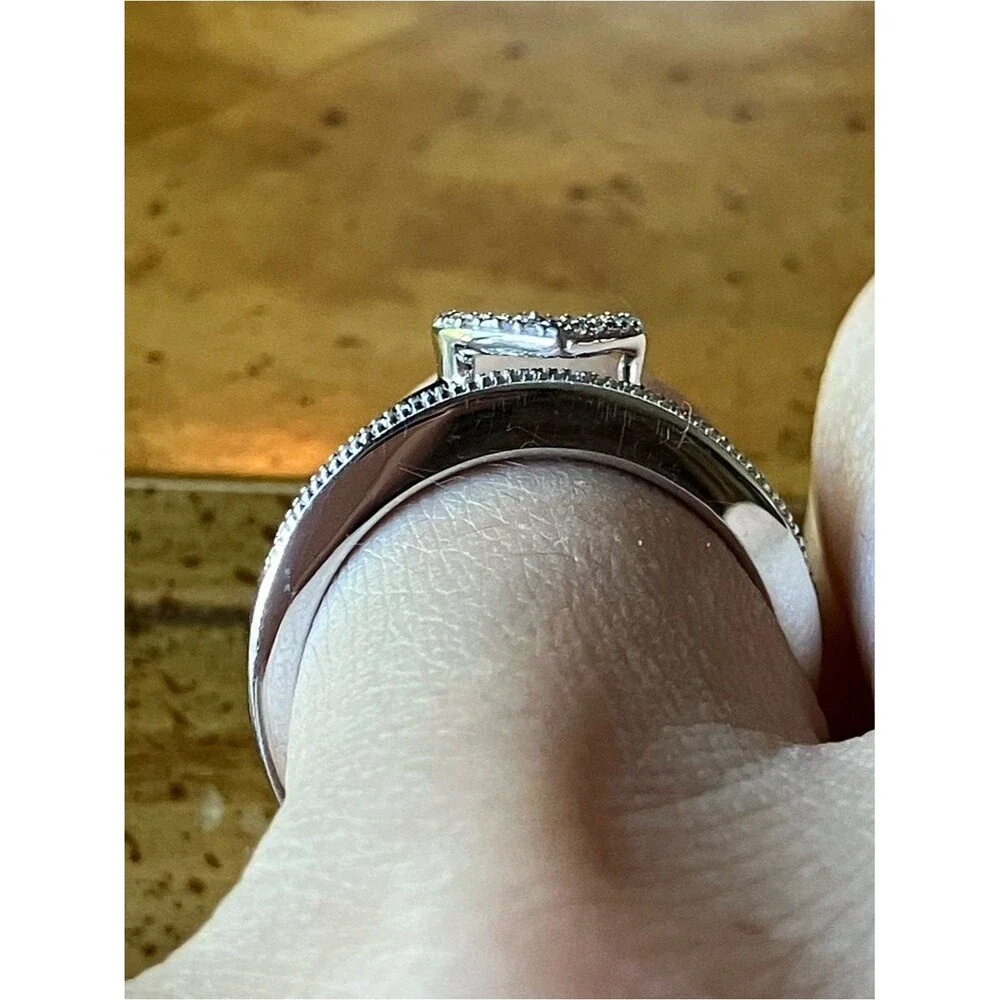 Natural White Diamond Heart Ring Set Size 6.75